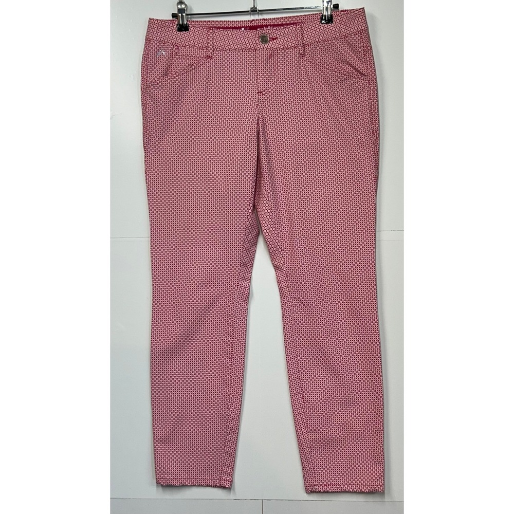 Alberto Golf Mona WR Print Red White geometric Pants Womens 36 Regular Fit